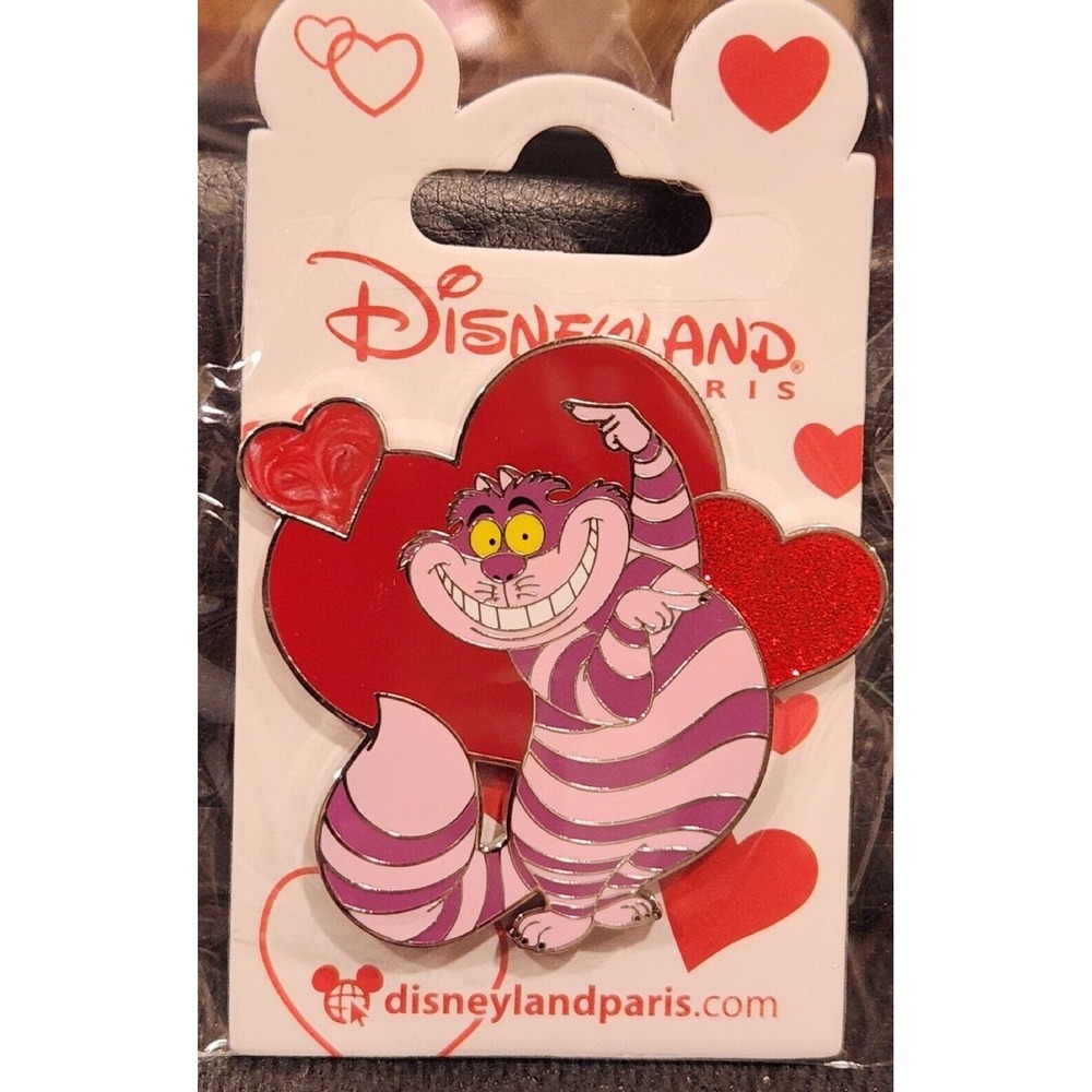 Disney Pin Cheshire Cat Alice Love Hearts Valentine Paris Disneyland DLP‎ 00059